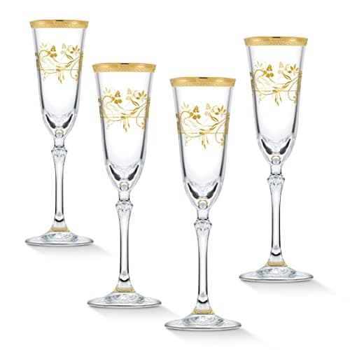 Lorren Home Trends Rosalia Flower Flute, Set of 4