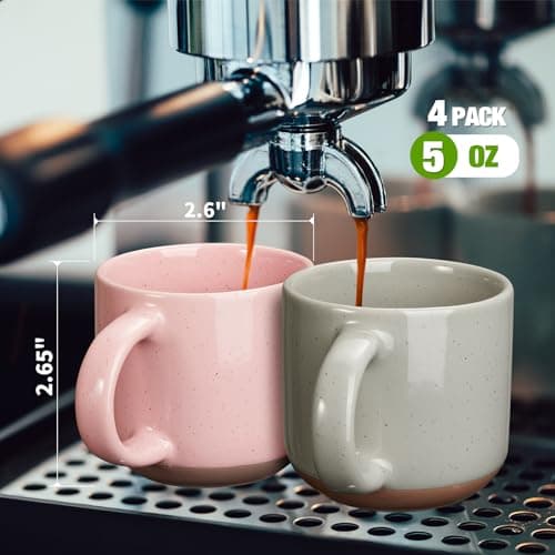 Morandi Color Ceramic Espresso Cups Set of 6, Microwave & Dishwasher Safe