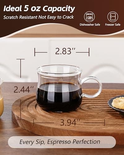 4-Piece Clear Espresso Cup Set, 5 Ounces, Machine Accessories