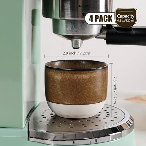 INGOFIN Ceramic Espresso Cup Set - Espresso & Coffee Mug, Microwave & Freezer Safe, Pack of 4