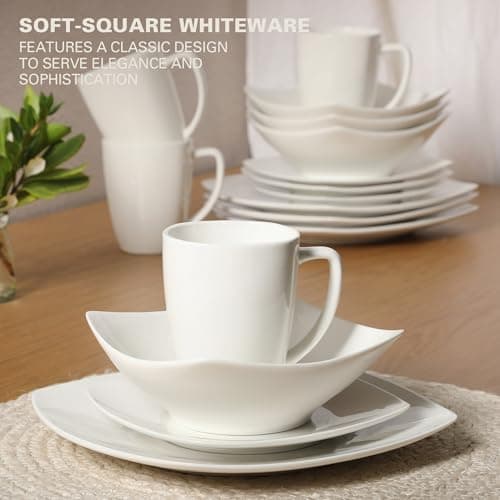 Gibson Home Zen Buffet White Porcelain Dinnerware Set (16pcs, Square)