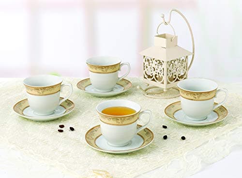 Lorren Home Trends Chloe 4 Cups and Saucers Gold