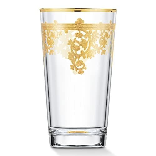 4-Piece Set of 24K Gold Crystal High Ball Tumblers - Made in Italy