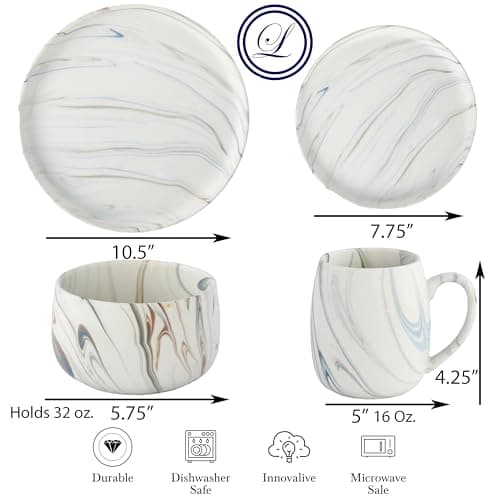 Lorren Home Trends 16-Piece Dinnerware Set, Dishwasher & Microwave Safe