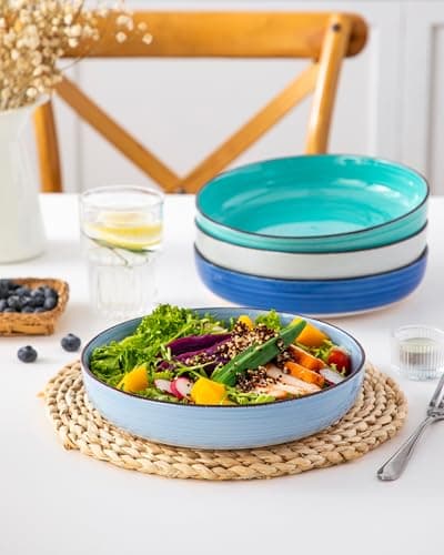 Vancasso Bonita Series Blue 4-Piece Ceramic Pasta Bowls Set