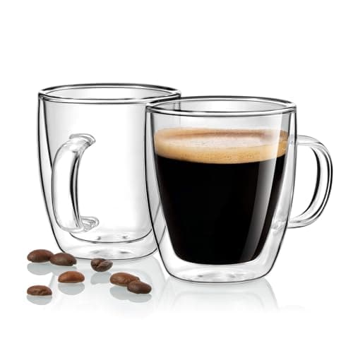 Double Wall Glass Espresso Cups, Set of 2, 2.7 Ounces Insulated