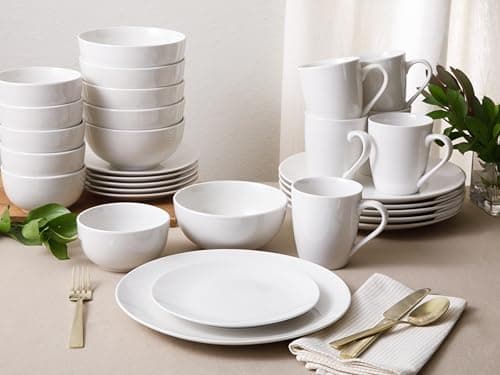 Gibson Home Zen Buffet Porcelain Dinnerware Set for 6 (30pcs), White