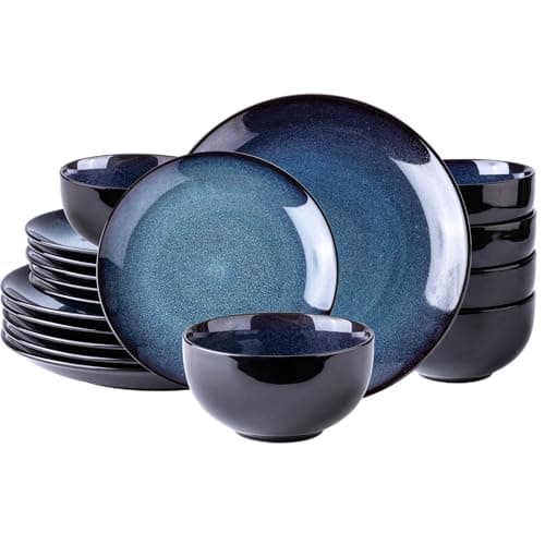 LERATIO Oven & Dishwasher Safe Ceramic Dinnerware Set for 6, Blue(18PCS)