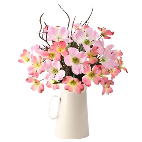 Artificial Silk Flowers with Vase for Home Office and Dining Table — Light Pink