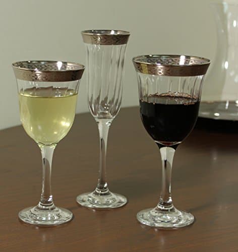Silver Band Venetian Design White Wine Goblets (Set of 6)