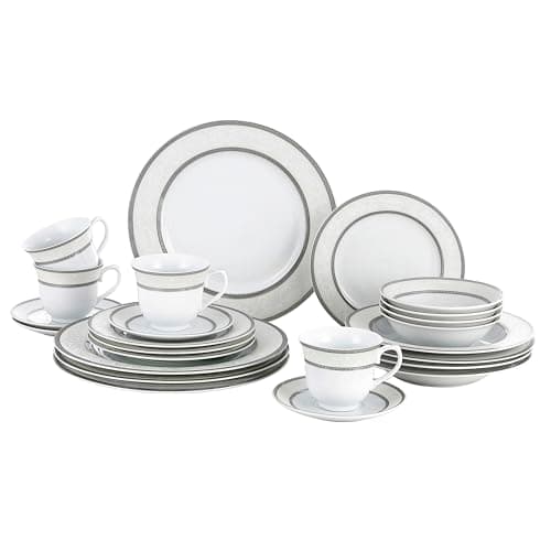 Lorren Home Trends Sirena Dinner Set, Silver