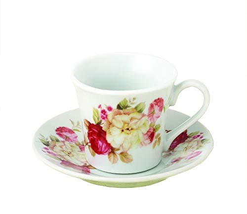 Lorren Home Trends 80-1234 Cups and Saucers, One Size, Red
