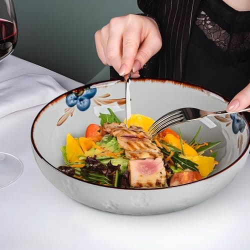 Qinlang 55 OZ Salad & Soup Bowls Set - Microwave Safe, Large Kitchen Serveware