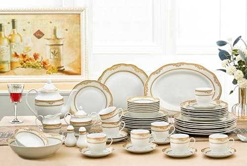 Lorenzo Import Isabella 57-Piece Wavy Porcelain Dinnerware Set for Casual and Formal Gatherings 
| Lorenzo Import Isabella 57-Piece Wavy Porcelain Dinnerware Set for Families and Entertaining 
| Lorenzo Import Isabella 57-Piece Wavy Porcelain Dinner