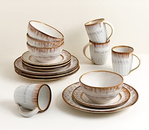 Revised title: Lorren Home Trends 16-Piece Stoneware Set in Mocca Swirl