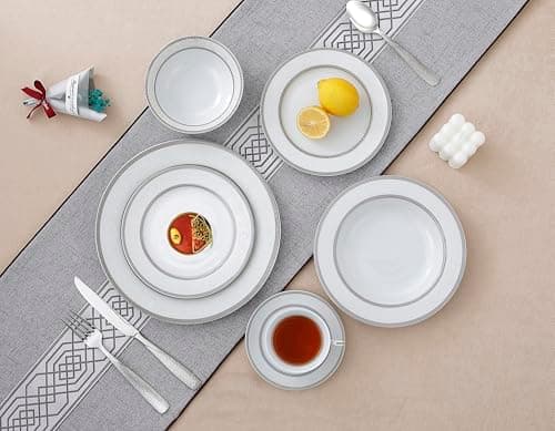 Lorren Home Trends Sirena Dinner Set, Silver
