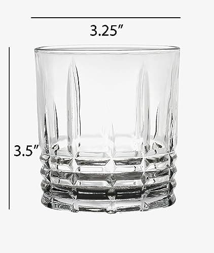 Set of 6 Textured Cut Glass 11oz Drinking Glasses for Home, Tall - for Lorren Home Trends