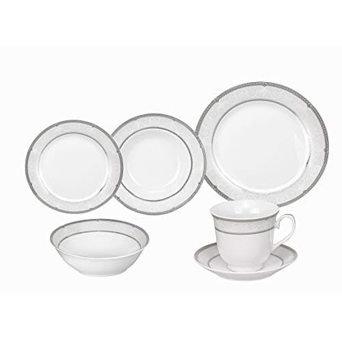 Lorren Home Trend Ballo Dinner Set, Silver