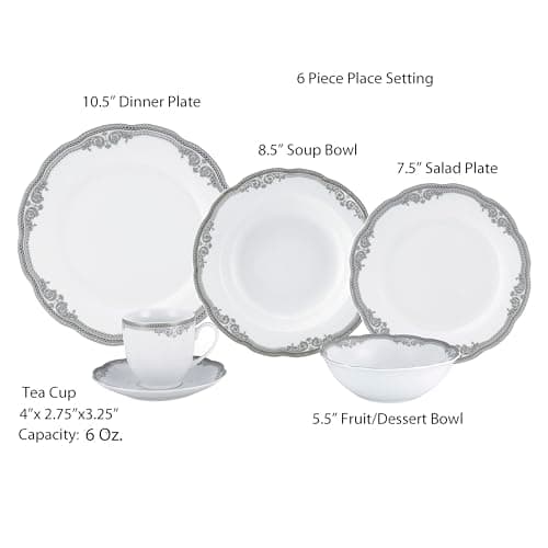 Elizabeth Silver Dinner Set by Lorren Home Trends