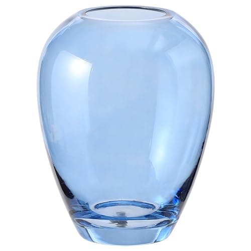 Large Glass Vase for Living Room, Dining Table, Shelf — Blue