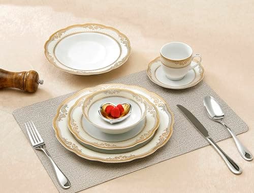 Lorenzo Import Isabella 57-Piece Wavy Porcelain Dinnerware Set for Casual and Formal Gatherings 
| Lorenzo Import Isabella 57-Piece Wavy Porcelain Dinnerware Set for Families and Entertaining 
| Lorenzo Import Isabella 57-Piece Wavy Porcelain Dinner