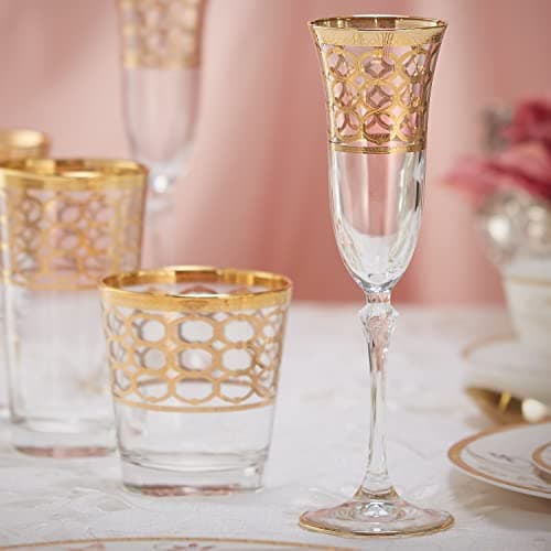 Lorren Home Trends Infinity Gold Ring & Champagne Flute Set