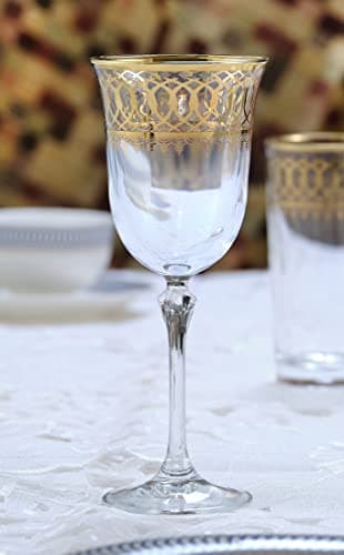 Lorren Home Gold Embellished Red Wine Goblet Set