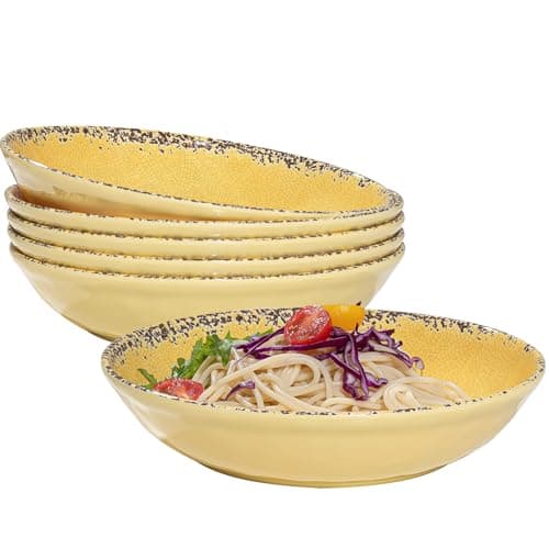 Vintage Cool Grey Melamine 9.25 Inch Bowls Set, 6 Piece Mealware — Antique Yellow