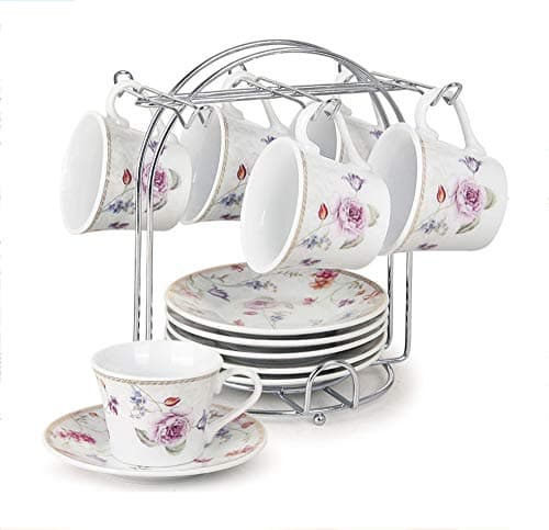 Lorren Home Trends Purple Cups and Saucers, One Size