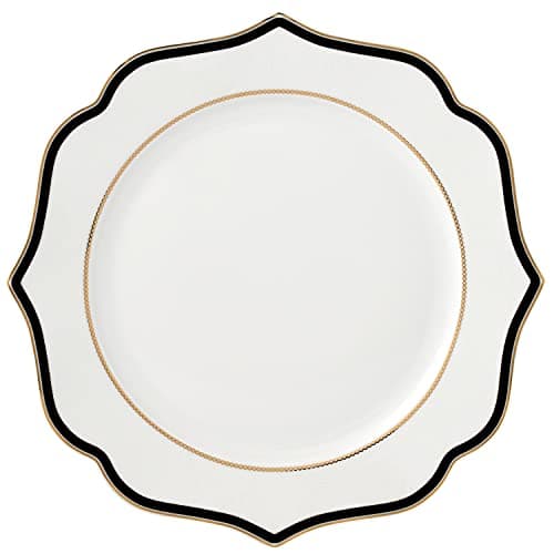 Lorren Home Trends 57 Piece Wavy Black & Gold Bone China Service for 8 - Fiona