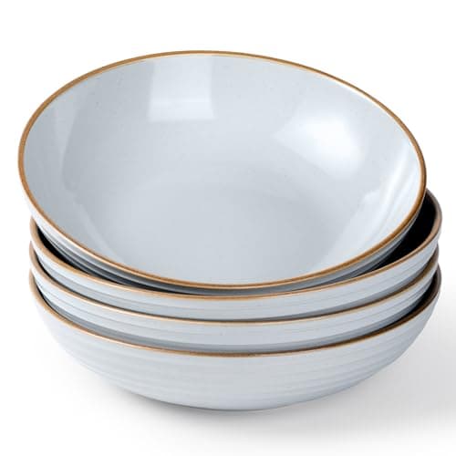 Famiware Moonlight 8.5 Inch Stoneware Bowls Set of 4, White — Light Gray