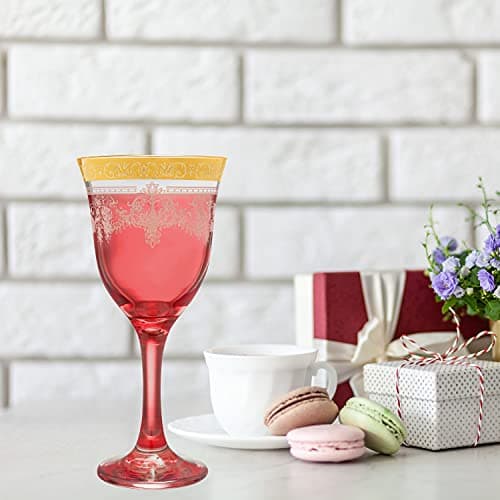 Lorenzo Import Red-Corona Wine Goblets, 9 Oz Set of 6