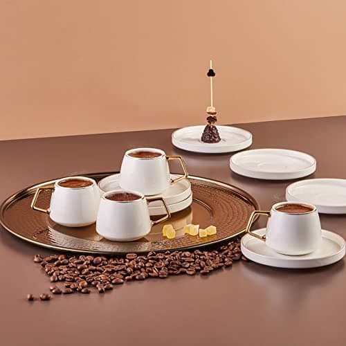 KARACA Saturn Gold Turkish Coffee Cup Set for 6 People