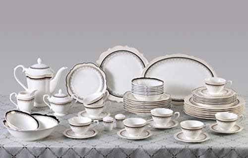 Lorren Home Trends Dalilah Dinnerware Set, Navy