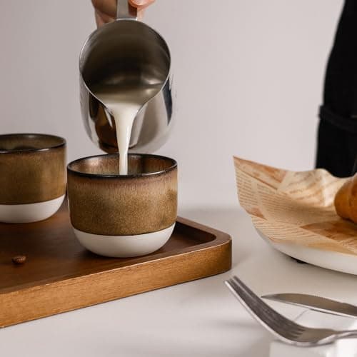 INGOFIN Ceramic Espresso Cup Set - Espresso & Coffee Mug, Microwave & Freezer Safe, Pack of 4