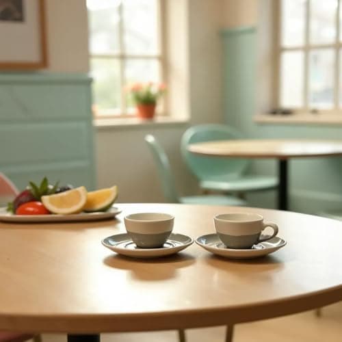 6-Piece Blue Ceramic Espresso Cup Set with Saucers, Microwave & Dishwasher Safe for Latte & Macchiato
