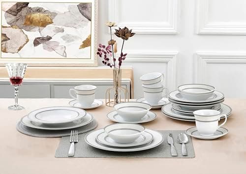 Lorren Home Trends Sirena Dinner Set, Silver