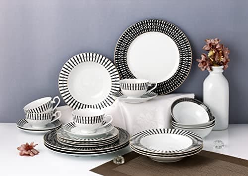 24-Piece Fine China Dinnerware Set, Service for 4 by Lorren Home Trends