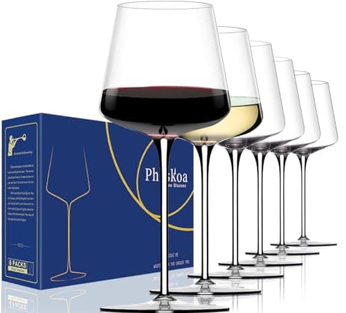 18oz Clear Hand Blown Crystal Wine Glasses Set of 6 – Unique Wedding Birthday Gift