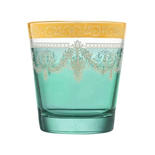 Lorren Home Trends Double Old Fashion Set of 6 Multicolor Gold Band