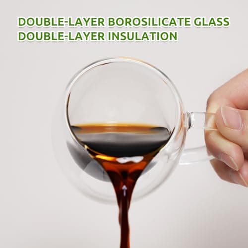 2.5 oz Double Wall Insulated Espresso Cups Set of 2 with Handle - Perfect for Espresso Machine