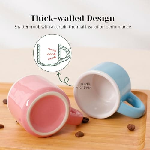 INGOFIN Ceramic Espresso Cups Set of 4, 2 oz Demitasse Mug Accessories