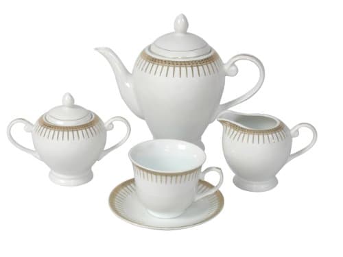 Ultimate Dinnerware Set with Elegant Rain Drop Border, Service for 8
