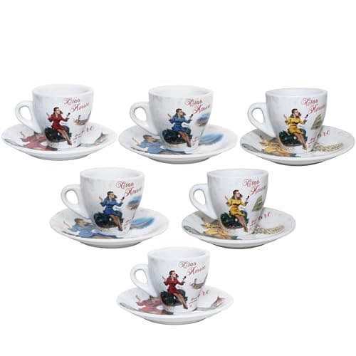 Lorren Home Trends Red Espresso Cups & Saucers, Set of 6 — Multicolor