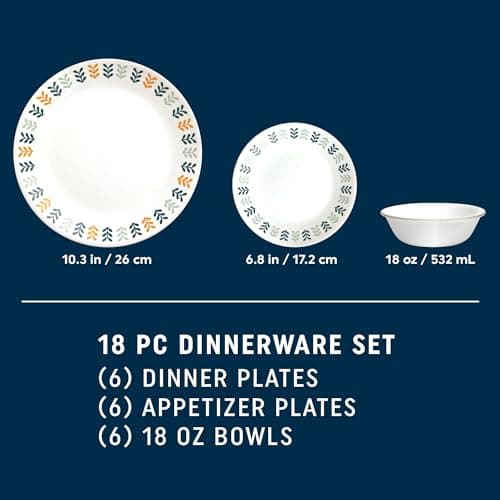 Corelle Anders Vitrelle 18 Piece Glass Dinnerware Set for 6