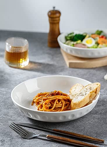 Onniyor 32 Ounce Microwave & Dishwasher Safe Pasta Bowl Set, White