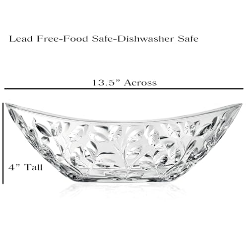 Lorren Home Trends Laurus 13.5" Crystal Oval Kitchen Bowl