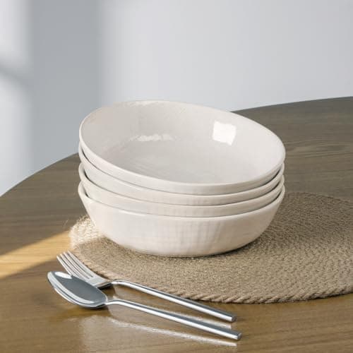 Famiware Moonlight 8.5 Inch Stoneware Bowls Set of 4, White