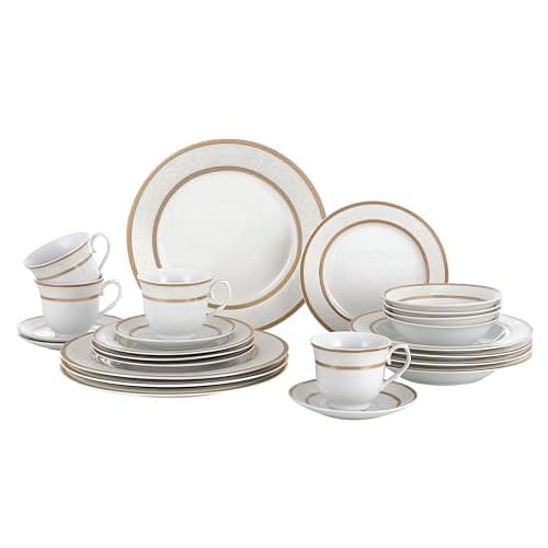 Amelia Gold Dinner Set by Lorren Home Trends
