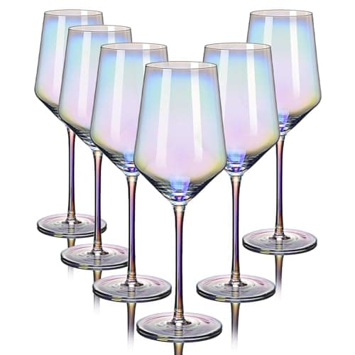 CUBLESS Long Stem Red Wine Glasses Set of 6, 20 oz — Iridescent
